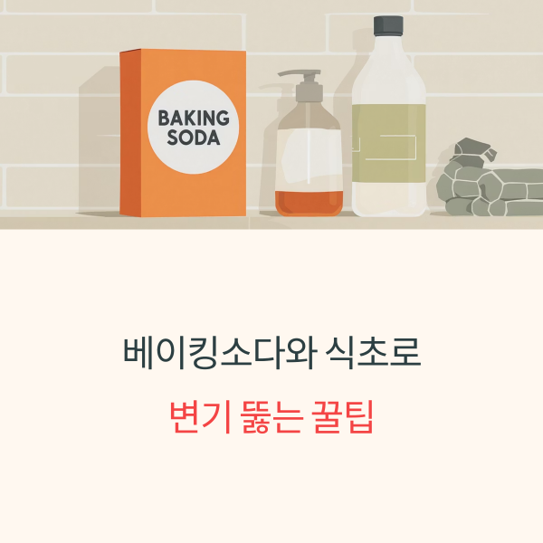 베이킹소다와 식초로 변기 뚫는 꿀팁