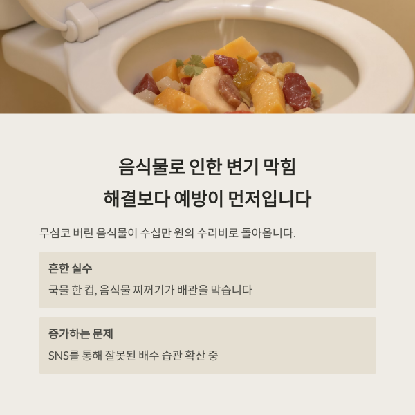 변기 음식물 막힘 비용