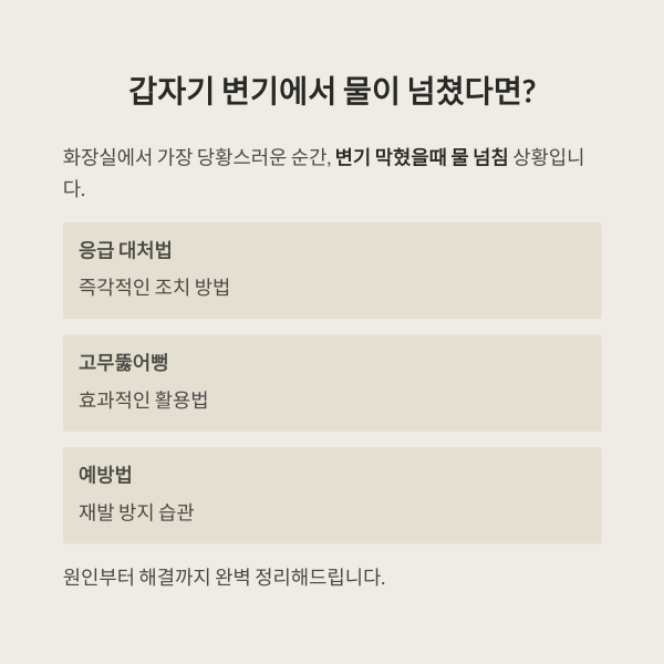 변기 막혔을때 물 넘침